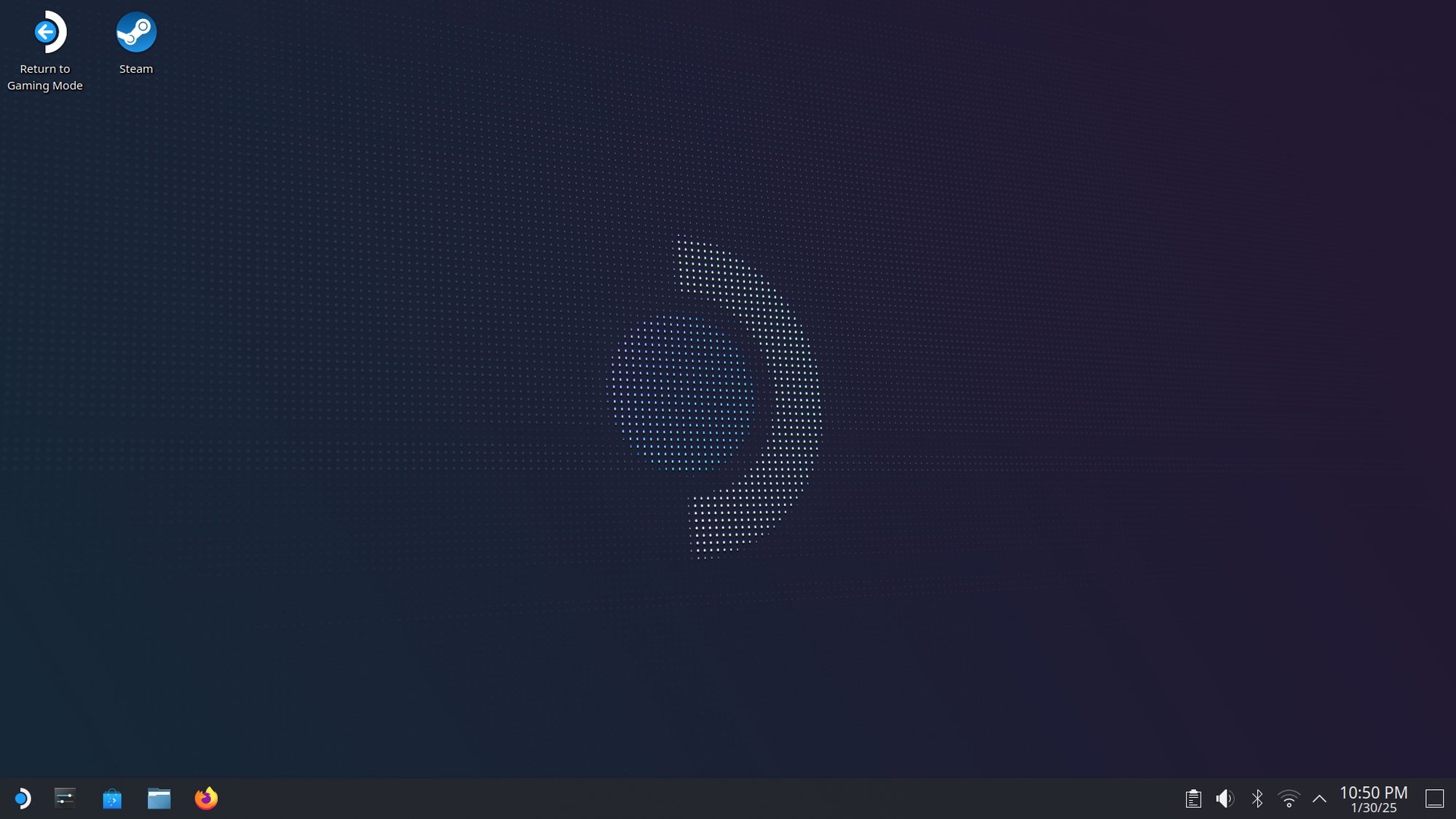 Środowisko graficzne trybu desktopowego to KDE. Jest tu też, tak jak na Steam Decku, motyw graficzny Valve o nazwie Vapor.